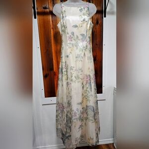 NWT Beautiful Michaelangelo Long Ivory Floral Organza Dress (4)